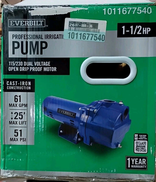 Everbilt HDLS15 1-1/2 HP Dual Voltage Cast Iron Professional Irrigation Pump OB