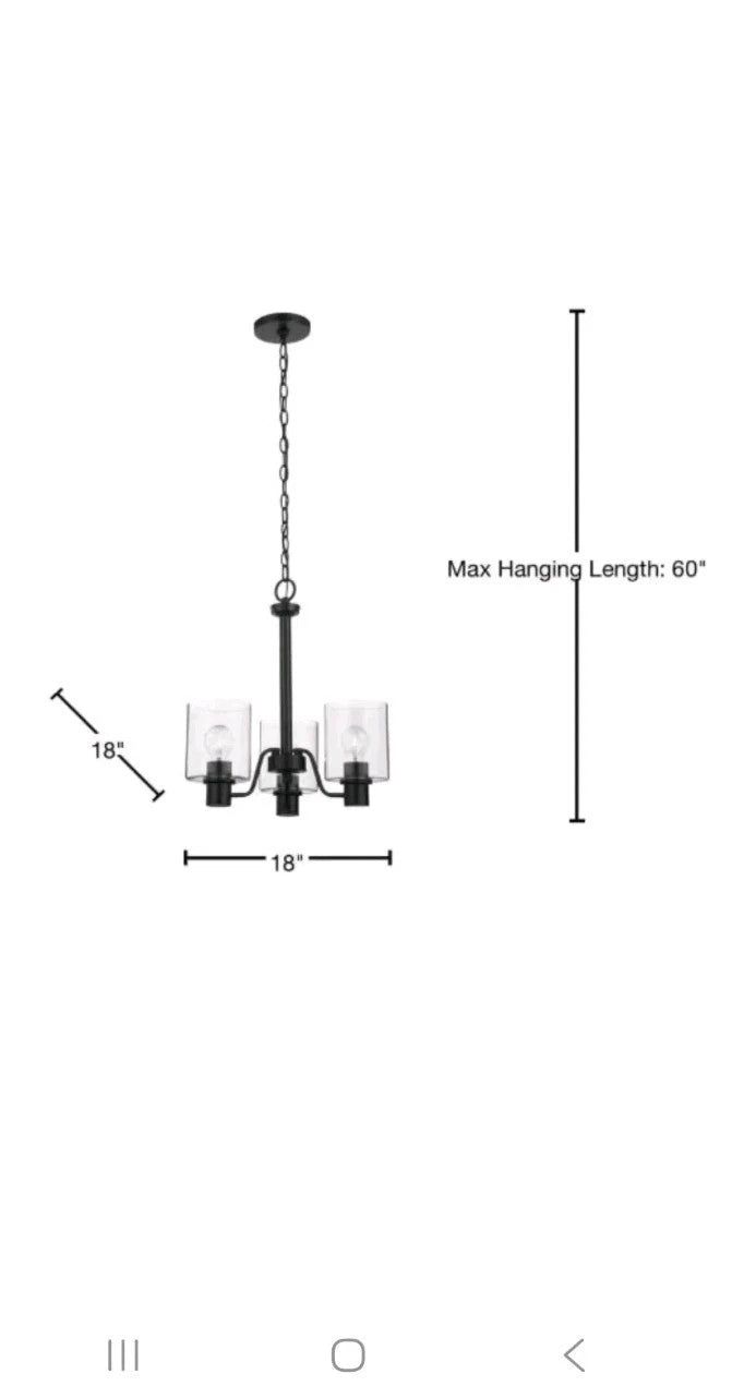 Hampton Bay Castleford 3-Light Satin Bronze Chandelier w/Clear Glass Shades