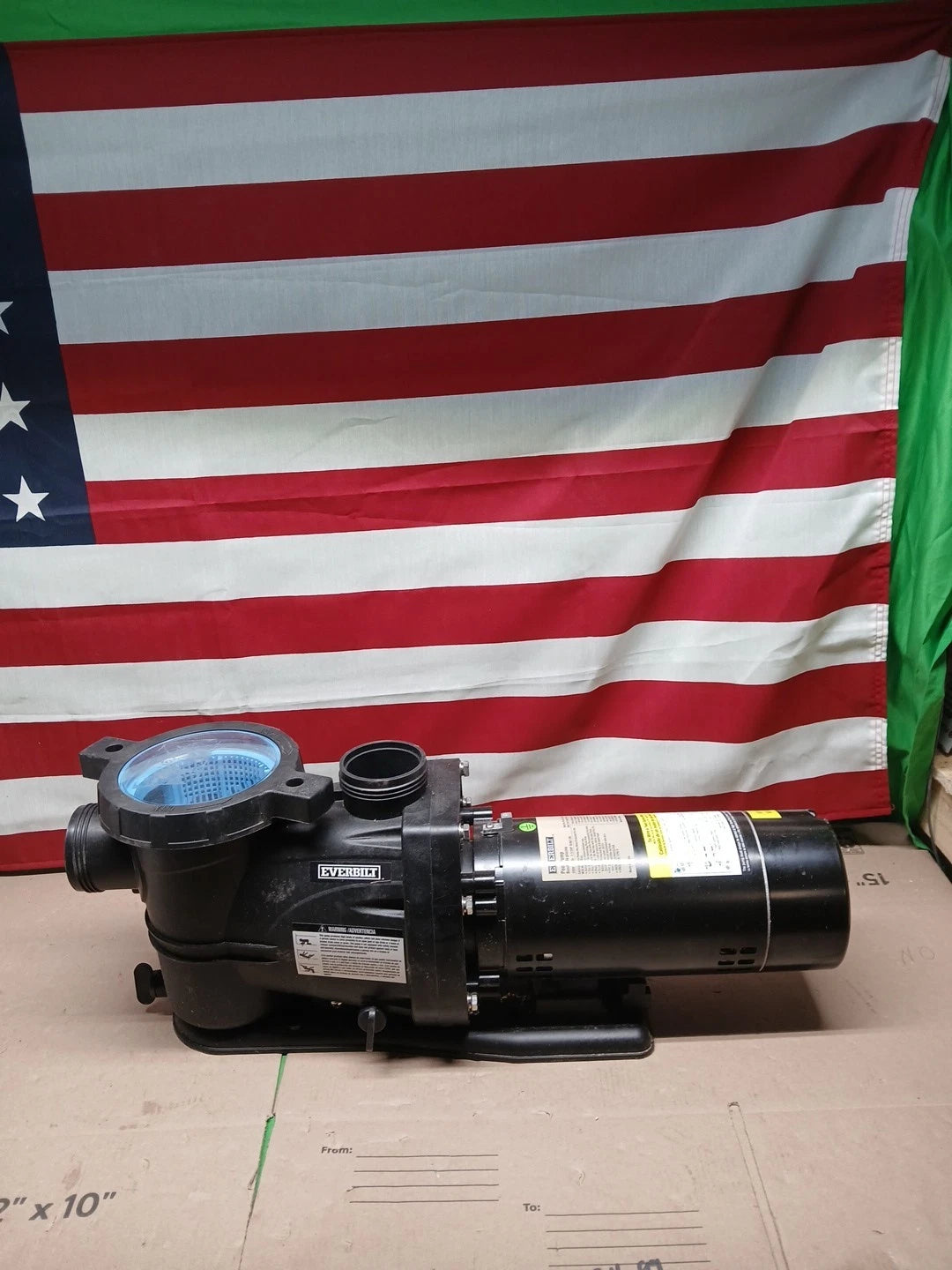 Everbilt Pool Pump Fan-Cooled Motor 1.5 HP 230V Has Unions*