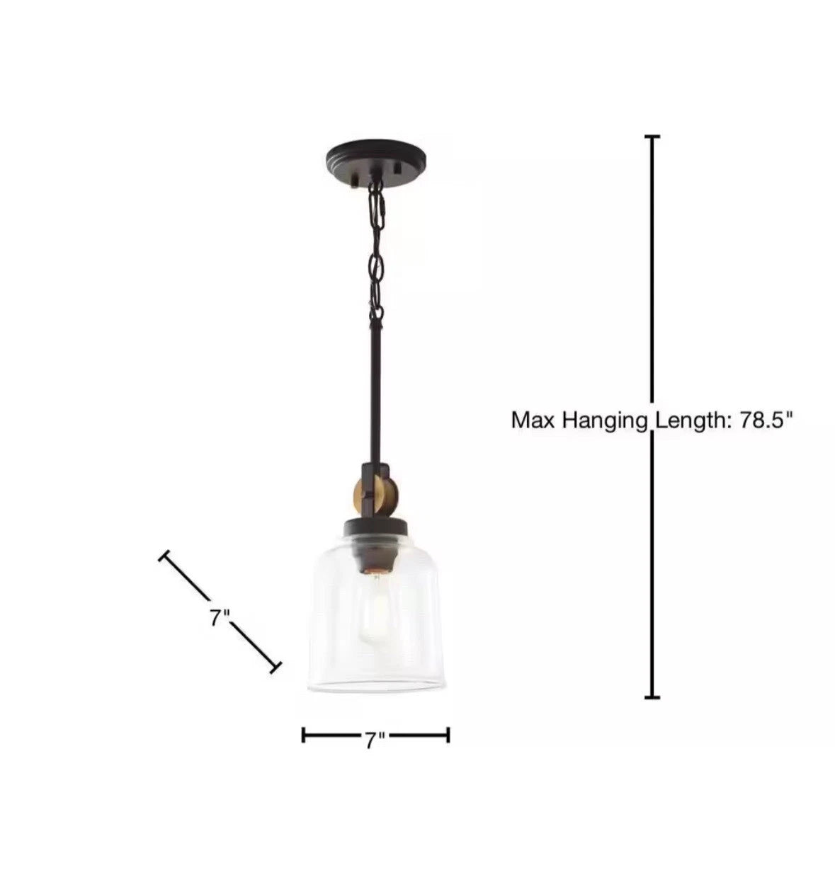 Knollwood 7 in. 1-Light Black Bronze Vintage Brass Accents Industrial Mini Penda