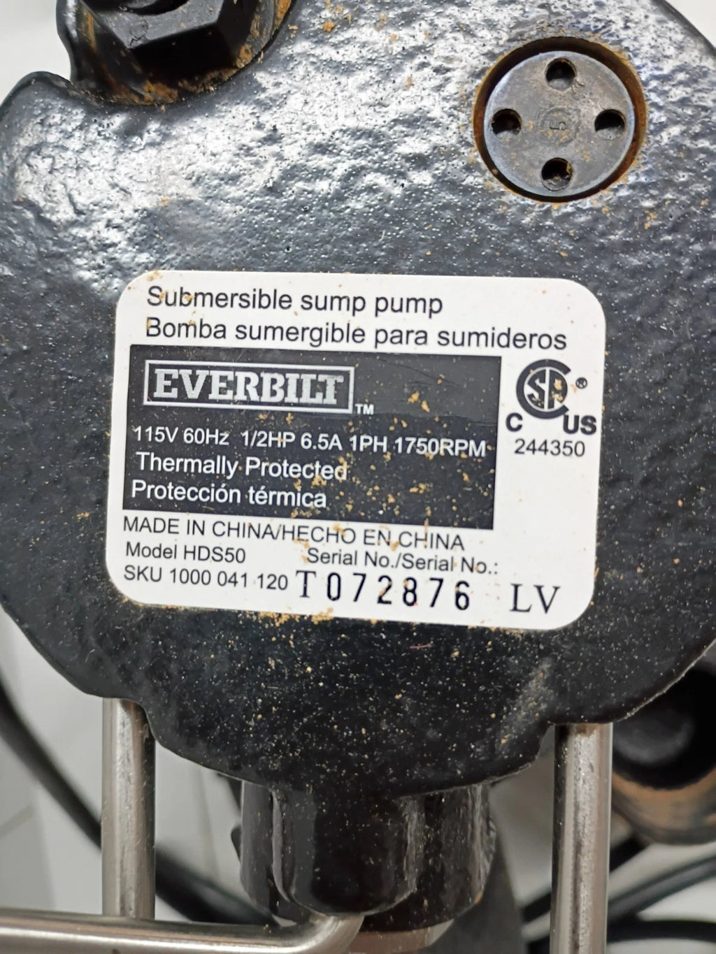 Everbilt HDS50 1/2 HP Submersible Sump Pump Used