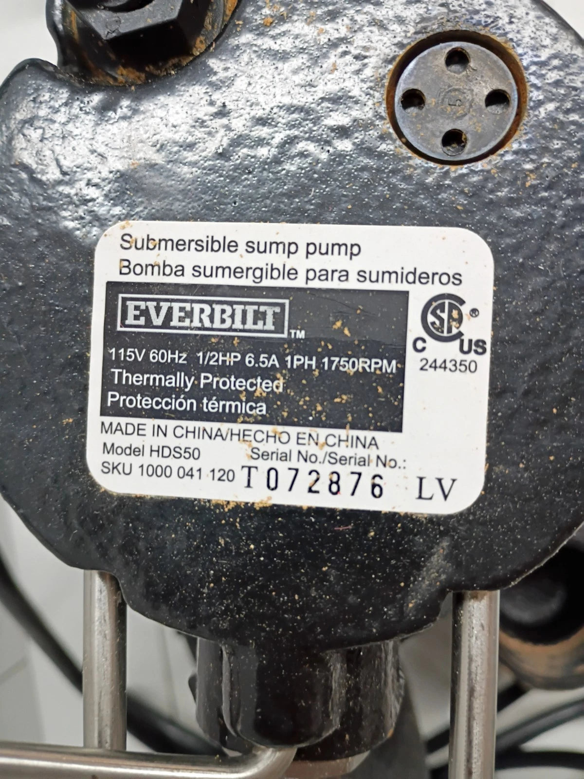 Everbilt HDS50 1/2 HP Submersible Sump Pump Used