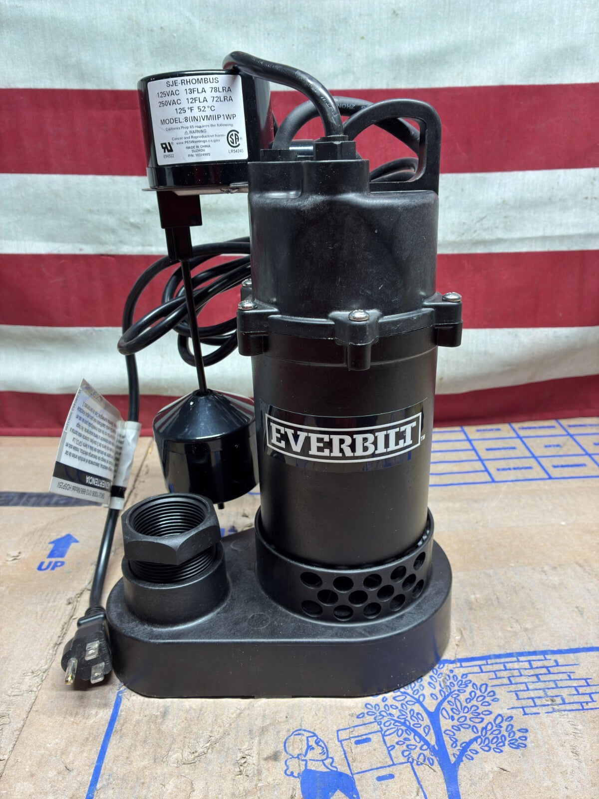 Everbilt HDSP25V 1/4 HP Aluminum Submersible Sump Pump Vertical Switch Open Box