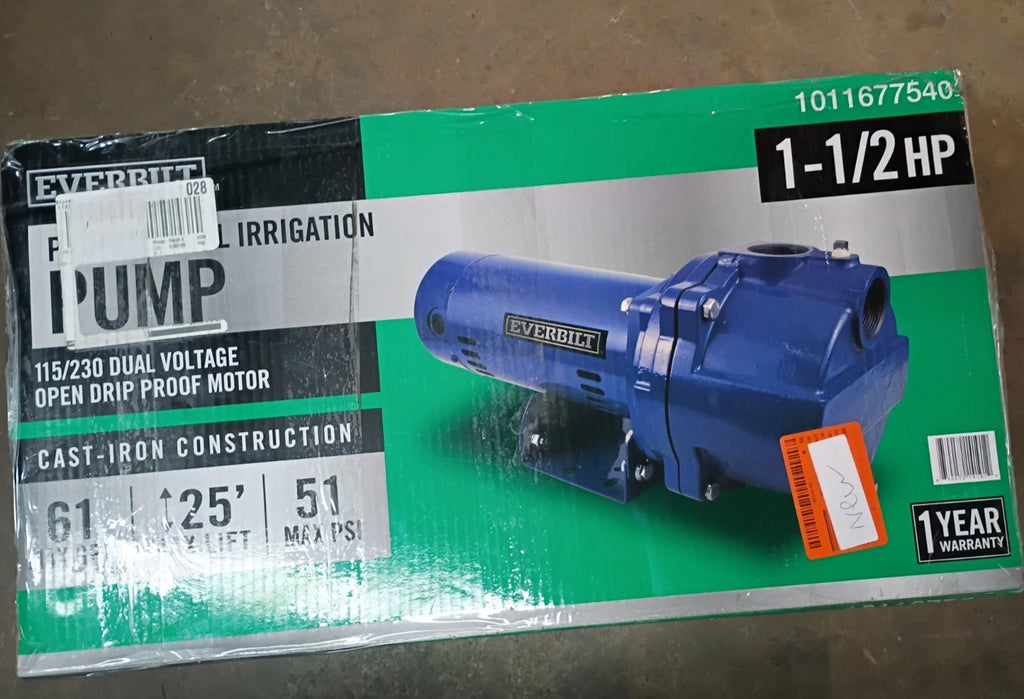 Everbilt HDLS15, 1-1/2 HP Cast Iron Lawn Irrigation Pump Open Box