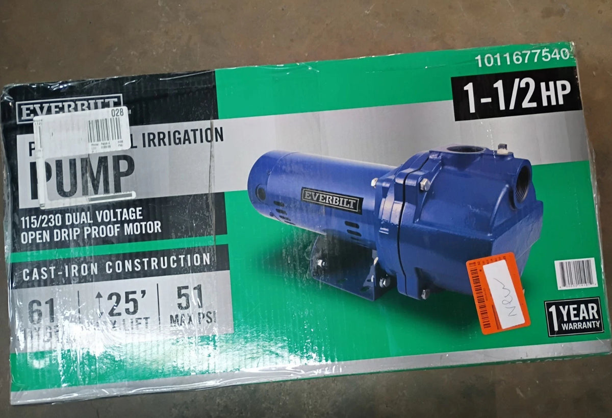 Everbilt HDLS15, 1-1/2 HP Cast Iron Lawn Irrigation Pump Open Box