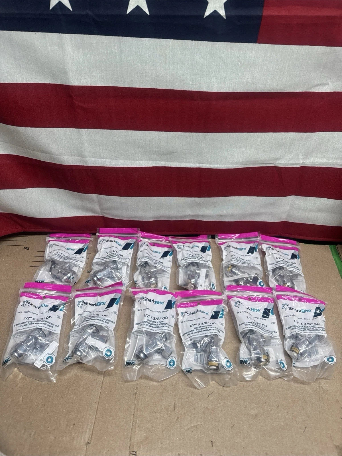 12PK NEW SharkBite 1/2” X 3/8” OD ANGLE STOP 1/4 Turn PN: 23036-0000LF.