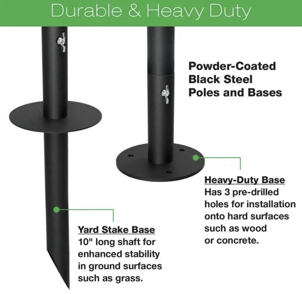 EXCELLO GLOBAL PRODUCTS Bistro String Light Poles - 4 Pack - Extends to 10ft.