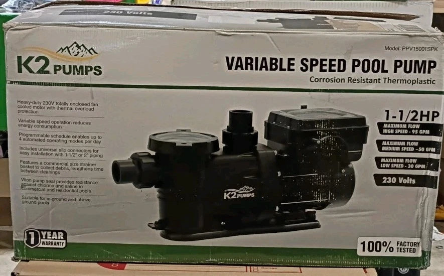 K2 Pumps Pool Pump 1.5 Hp Variable Speed 230 Volt Doe & Cec Compliant PARTS ONLY