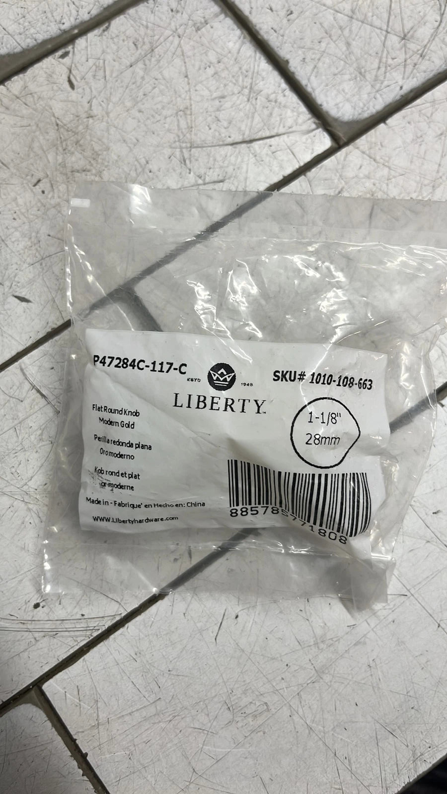 37 Liberty P47284C-117 1 1/8" Flat Round Cabinet Drawer Knob Modern Gold Finish