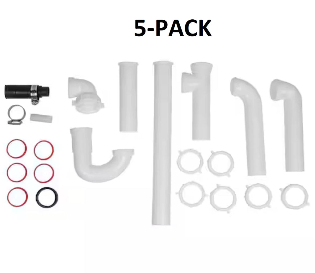 5-PACK PF WaterWorks PF0989 Garbage Disposal Installation Kit, Tubular PVC White