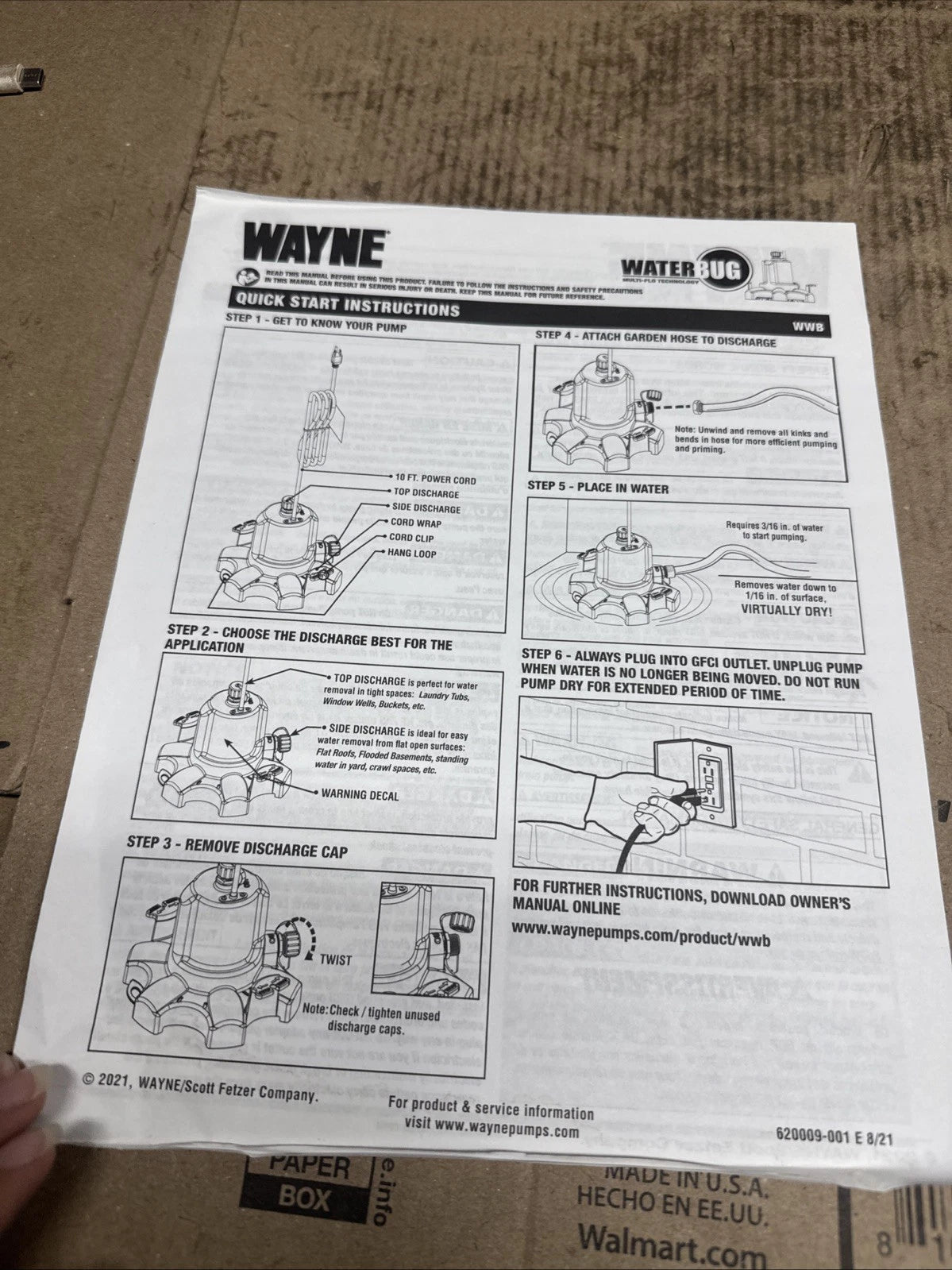 Wayne 1/6 HP WaterBUG Submersible Utility Pump with Multi-Flo Technology USED