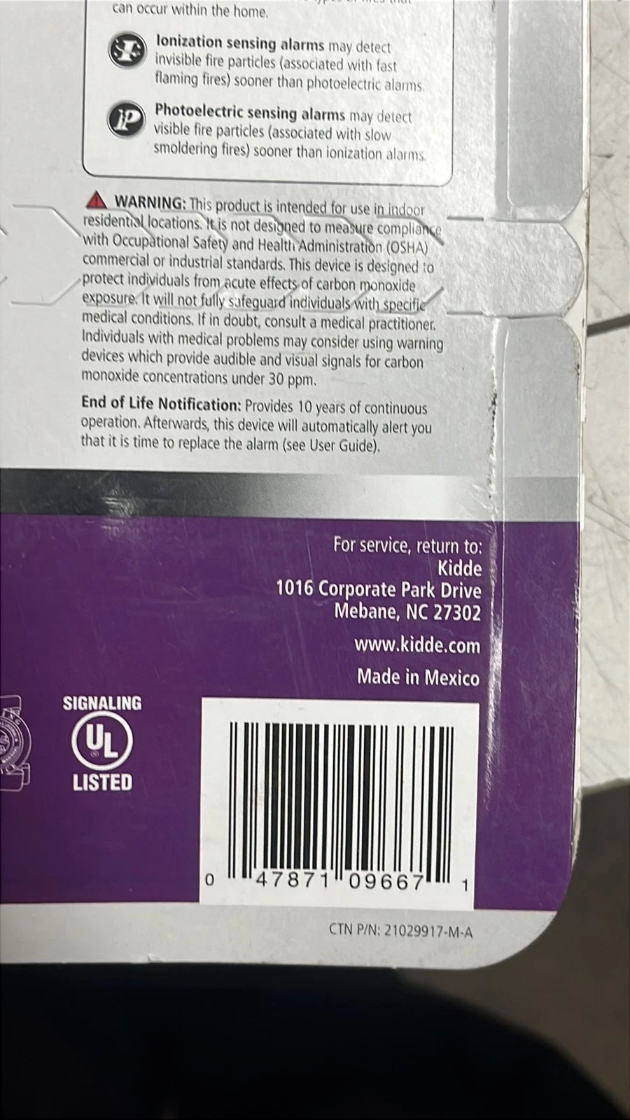 Kidde P3010K-CO 10Year Worry-Free Battery Smoke & Carbon Monoxide Alarm New OB