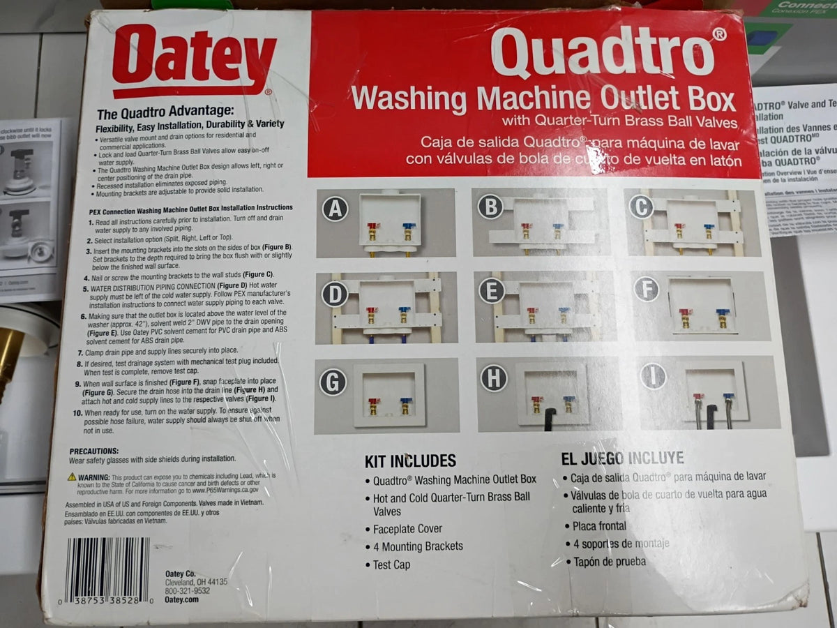 (2 Pack) Oatey Quadtro 38528 Washing Machine Outlet Box With PEX Crimp Valves OB