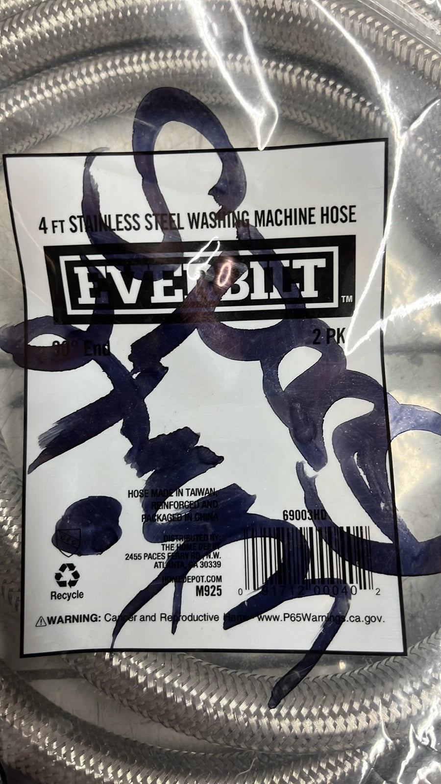 LOT OF 7 sets of 2 Everbilt 4 ft Stainless Steel Washing Machine Hose Connectors