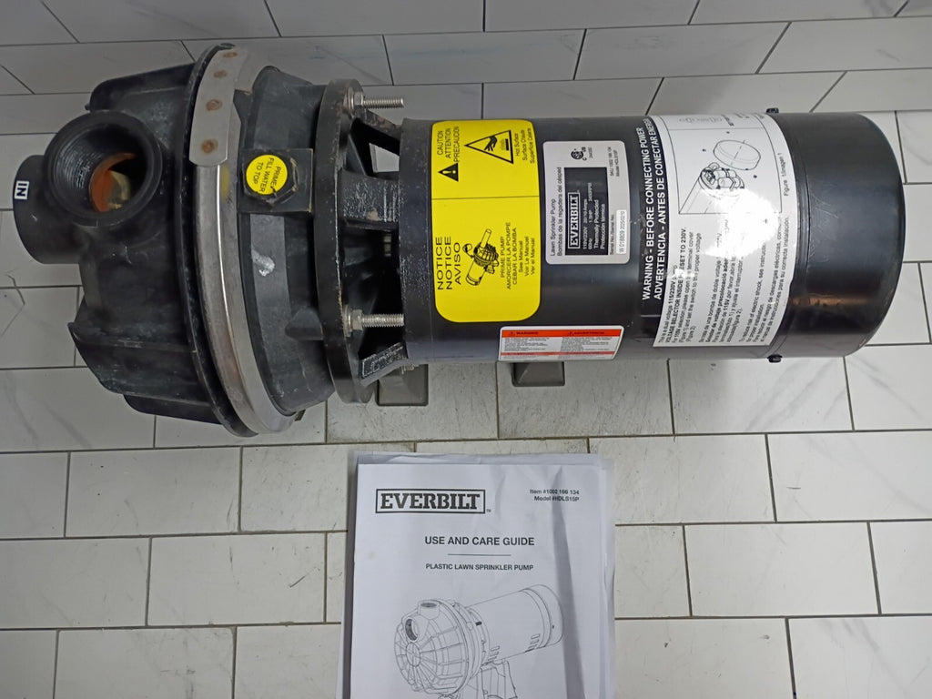 Everbilt HDLS15P, Lawn Irrigation Pump Plastic 1-1/2HP, 52 GPM **PARTS ONLY**