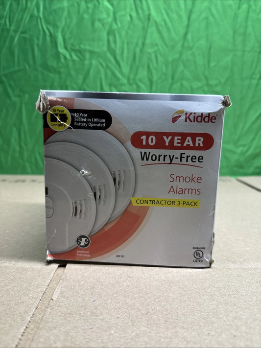 Kidde Smoke Detector Fire Alarm Lithium Battery Powered Built In Portable 3 Pack