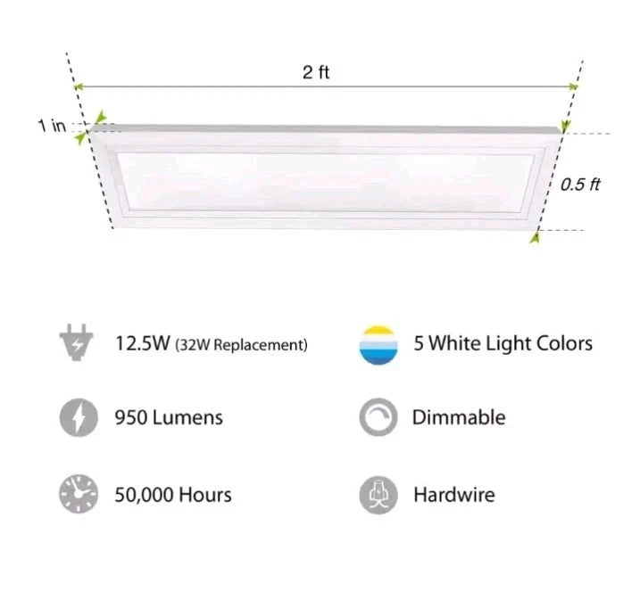 Commercial Electric 950 Lumens Dimmable White Integrated LED Flat Panel Open Box