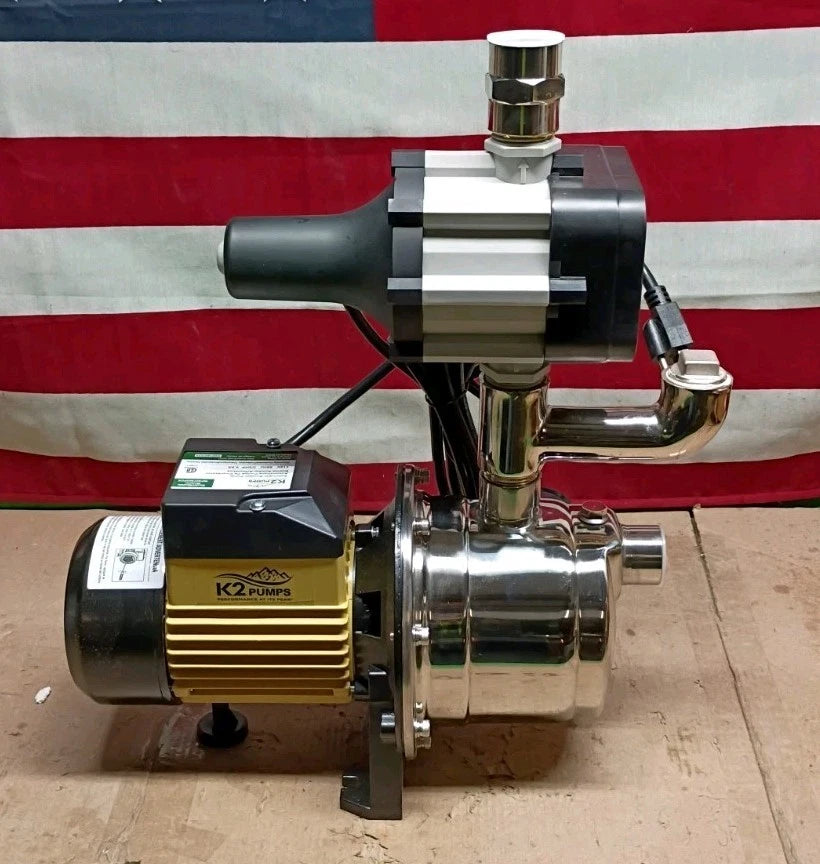 K2 Pumps WPS07505PCK Automatic Booster Pump 3/4Hp Lead Free Stainless Steel 115V