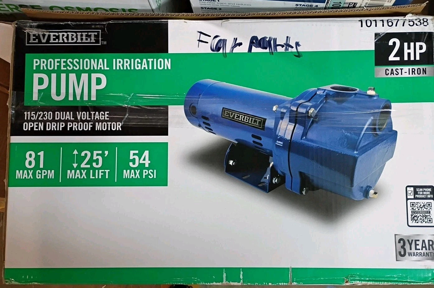 Everbilt Professional Irrigation Pump Cast Iron 2 HP Dual Voltage, HDLS20 PARTS