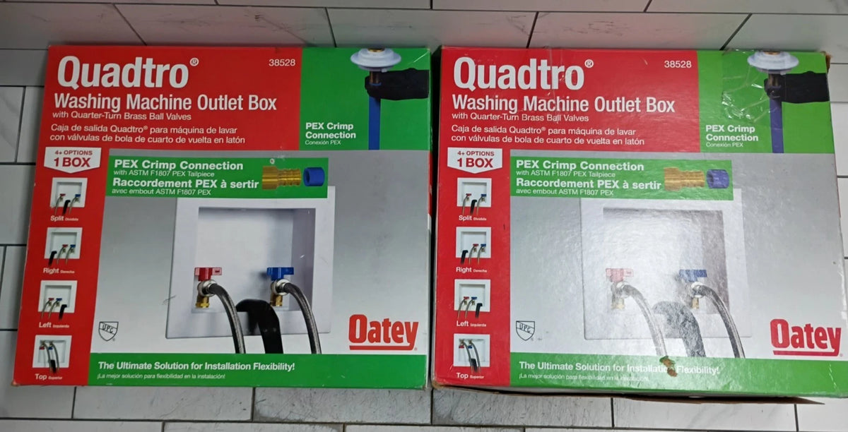 (2pack) Oatey 38528 Washing Machine Outlet Box w/ PEX Crimp Valves Open Box