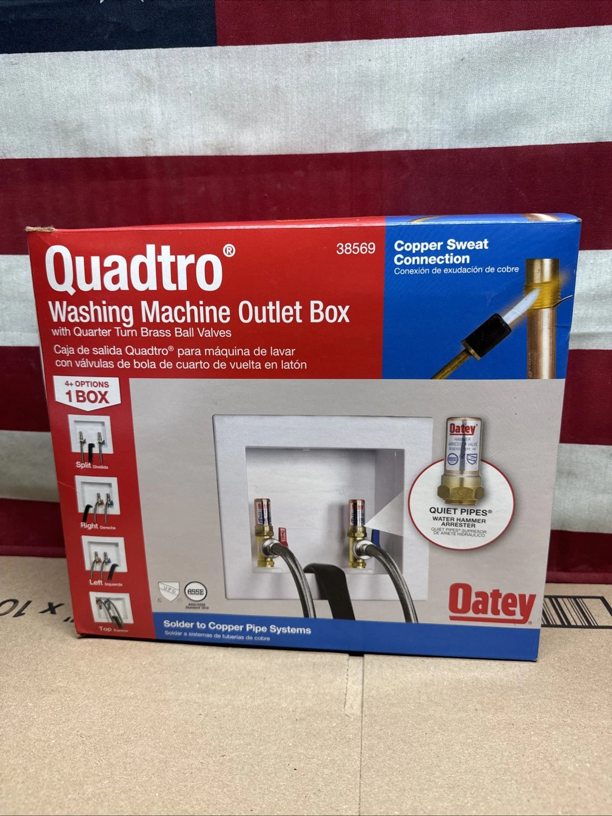 Oatey Washing Machine Outlet Box W/ 1/2” Ball Valves And Hammer Arresters NOB
