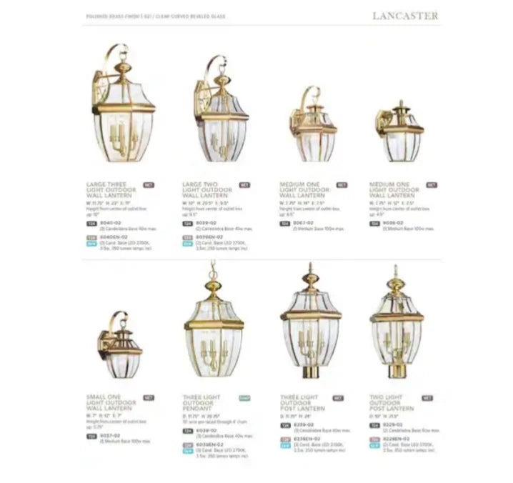 Lancaster 3-Light Polished Brass Outdoor Hanging Pendant with Dimmable Open Box