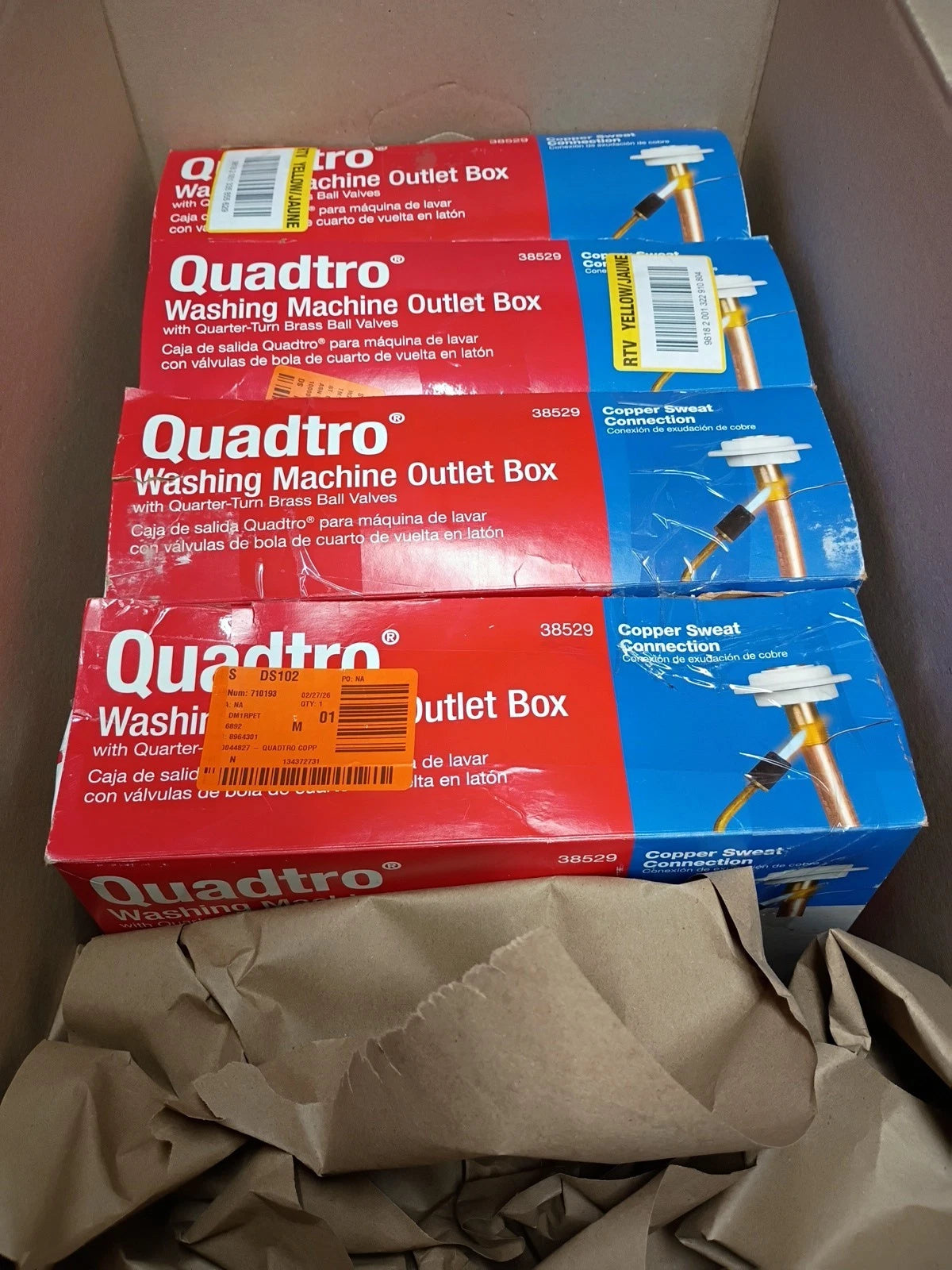 4PK Quadtro 38529 Washing Machine Outlet Box'' Oatey 4 Options Model, Open Box,