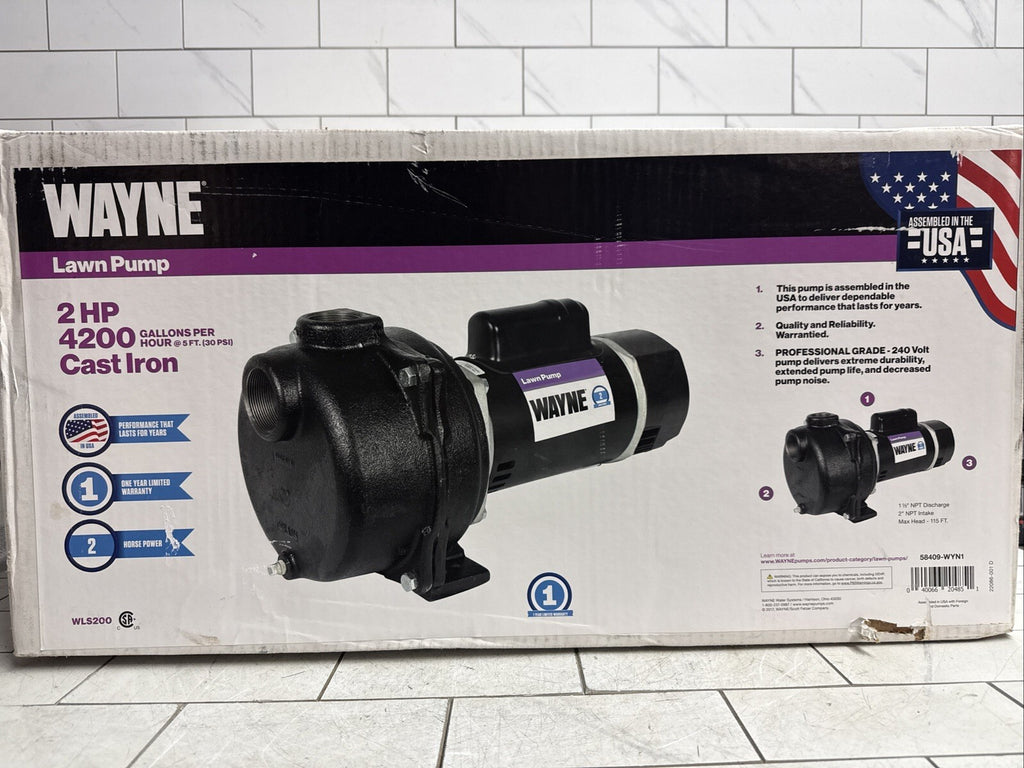 Wayne WLS200, 2 HP Permanent Lawn Irrigation Sprinkler Pump 240V Open Box
