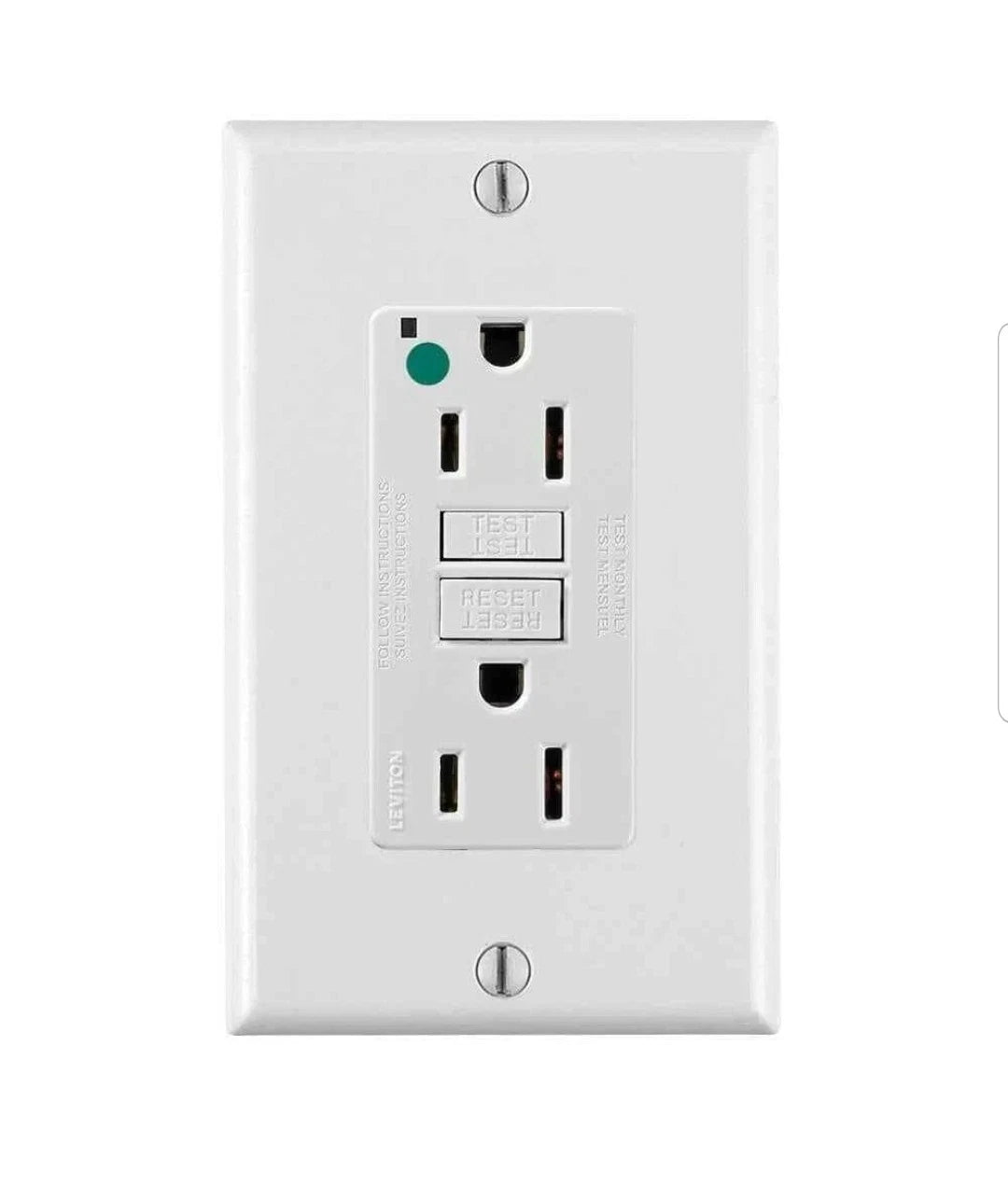 15 Amp Self-Test SmartLockPro Hospital Grade Duplex GFCI Outlet with LED, White