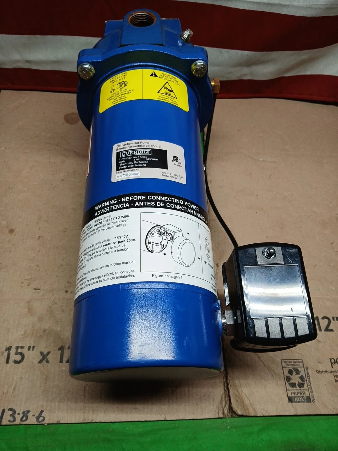 Everbilt 1 HP Professional Convertible Jet Pump. Read Description*PARTS ONLY*