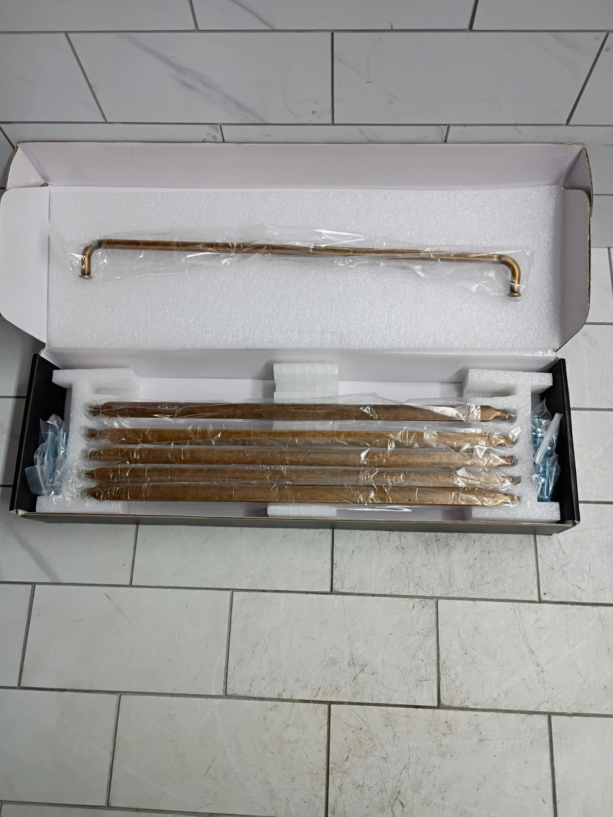 18pk Art & Design Cabinet handles 13" Pull Bar Champagne Bronze, Open Box