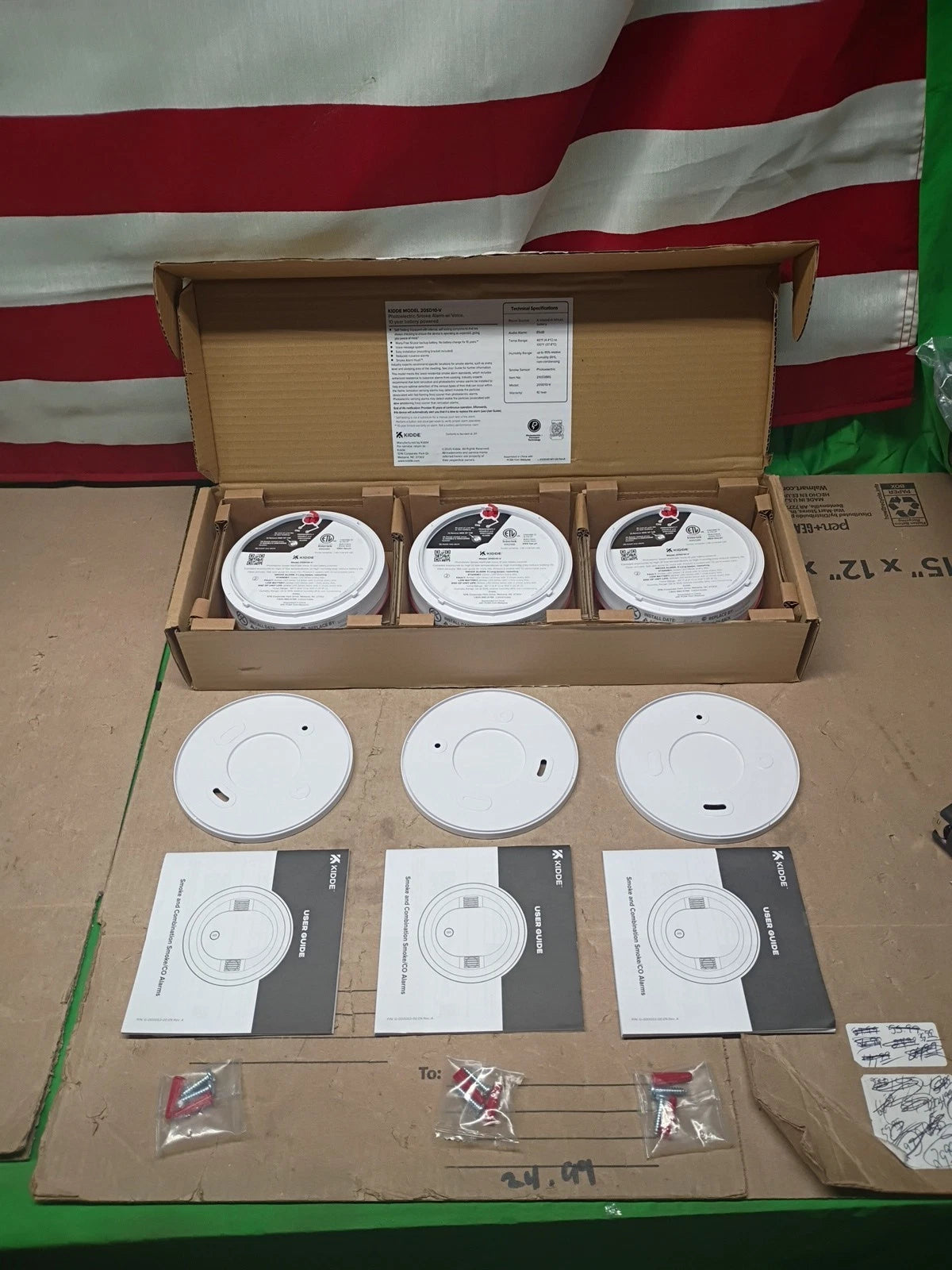 3pk Kidde Smoke Detector, 10-Year Battery Powered, with Voice Alerts 20SD10-V