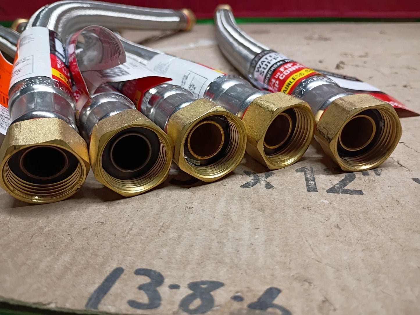 5pk Everbilt Water Heater Supply Line Stainless Steel 3/4" FIP x 3/4x 18", OB