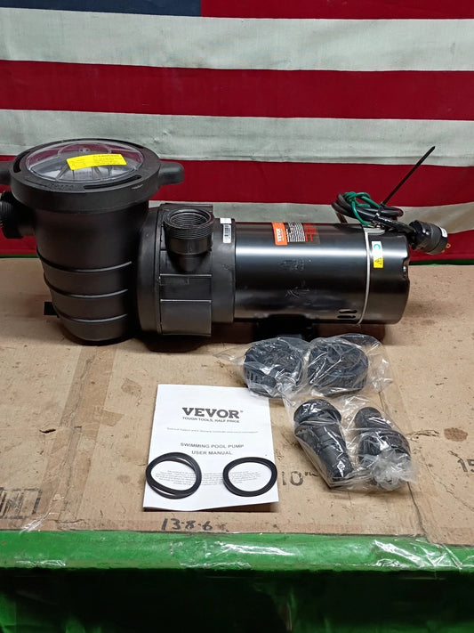 VEVOR HAP1100, Swimming Pool Pump, 1.5 HP 115 V, 1100W Single Speed Pump, OB,