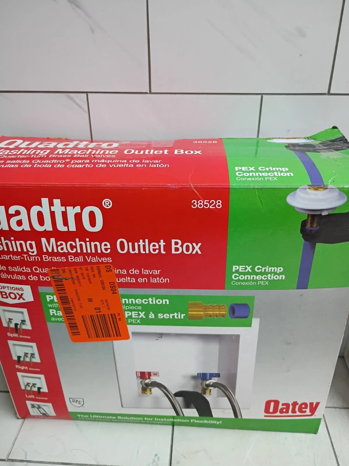 3pk Oatey Quadtro 38528 Washing Machine Outlet Box 1/4" Turn x 2" Hub Open Box