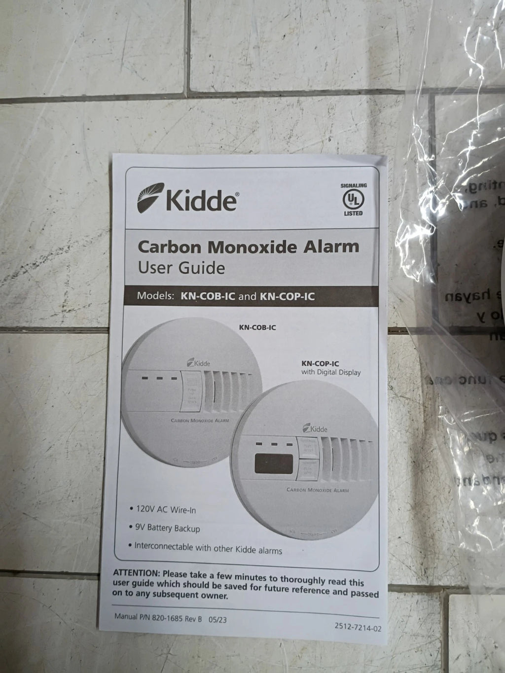 Kidde Carbon Monoxide Alarm 120 V Direct Wire Battery Backup 900-0120 Open Box