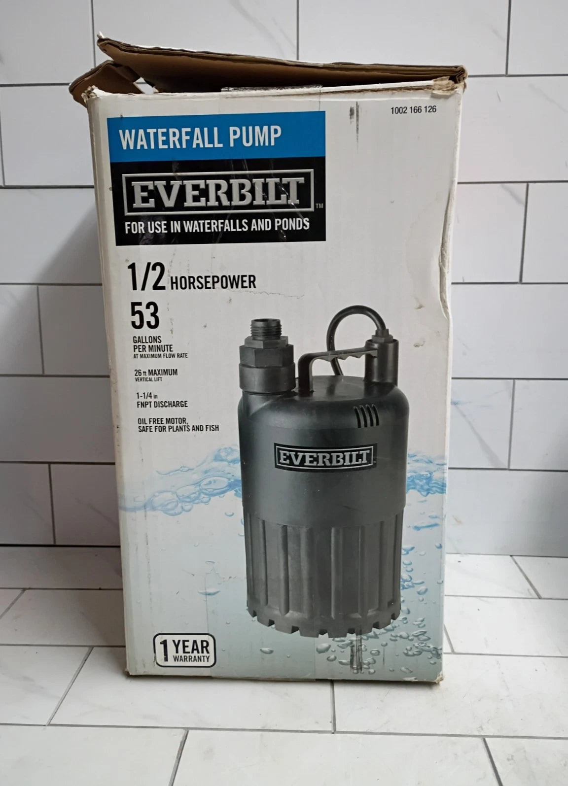 EVERBILT SUP80-HD 1/2HP WATERFALL PUMP OPEN BOX