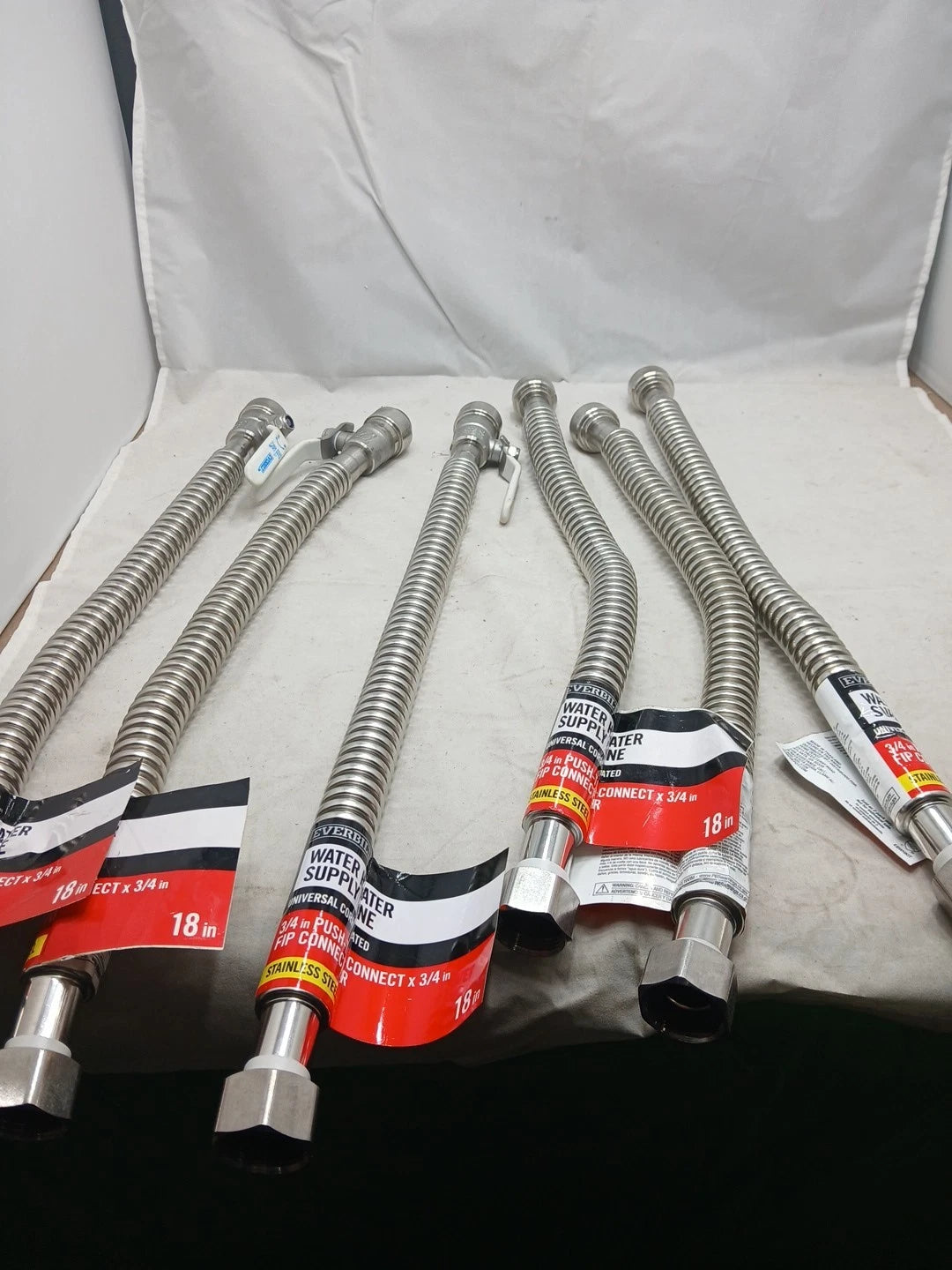 Lot Of 22 Assorted Water Heater Connector/Supply Lines, Braided, Ball Valve, SB