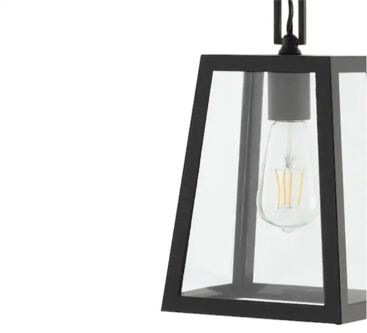 Glendale 6.75 in. 1-Light Black/Clear Outdoor LED Pendant Farmhouse Open Box