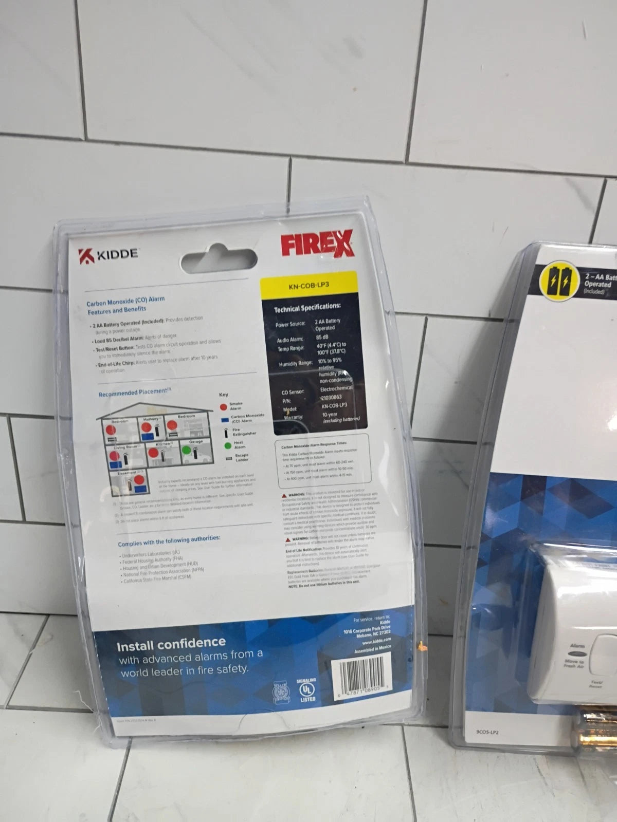 2pk, Kidde Firex Carbon Monoxide Detector, Battery Operated, CO Detector New
