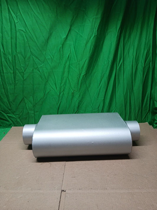 Universal Mufflers Dual Chamber inlet (ID) outlet (ID) overall 17" 3" Silver