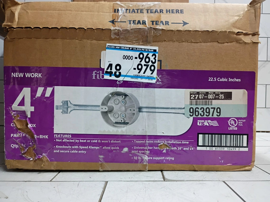 (24 PK) AMP Inc. R9350-BHK Ceiling Box with 16"-24" Bar 22-1/2 cu. in. 4" 50lbs