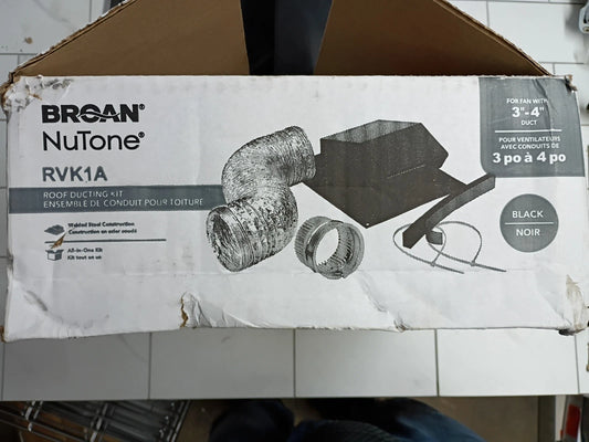 Broan Nutone RVK1A Roof Ducting Kit 3" x 4" Duct Black 8ft Conduit L, New OB