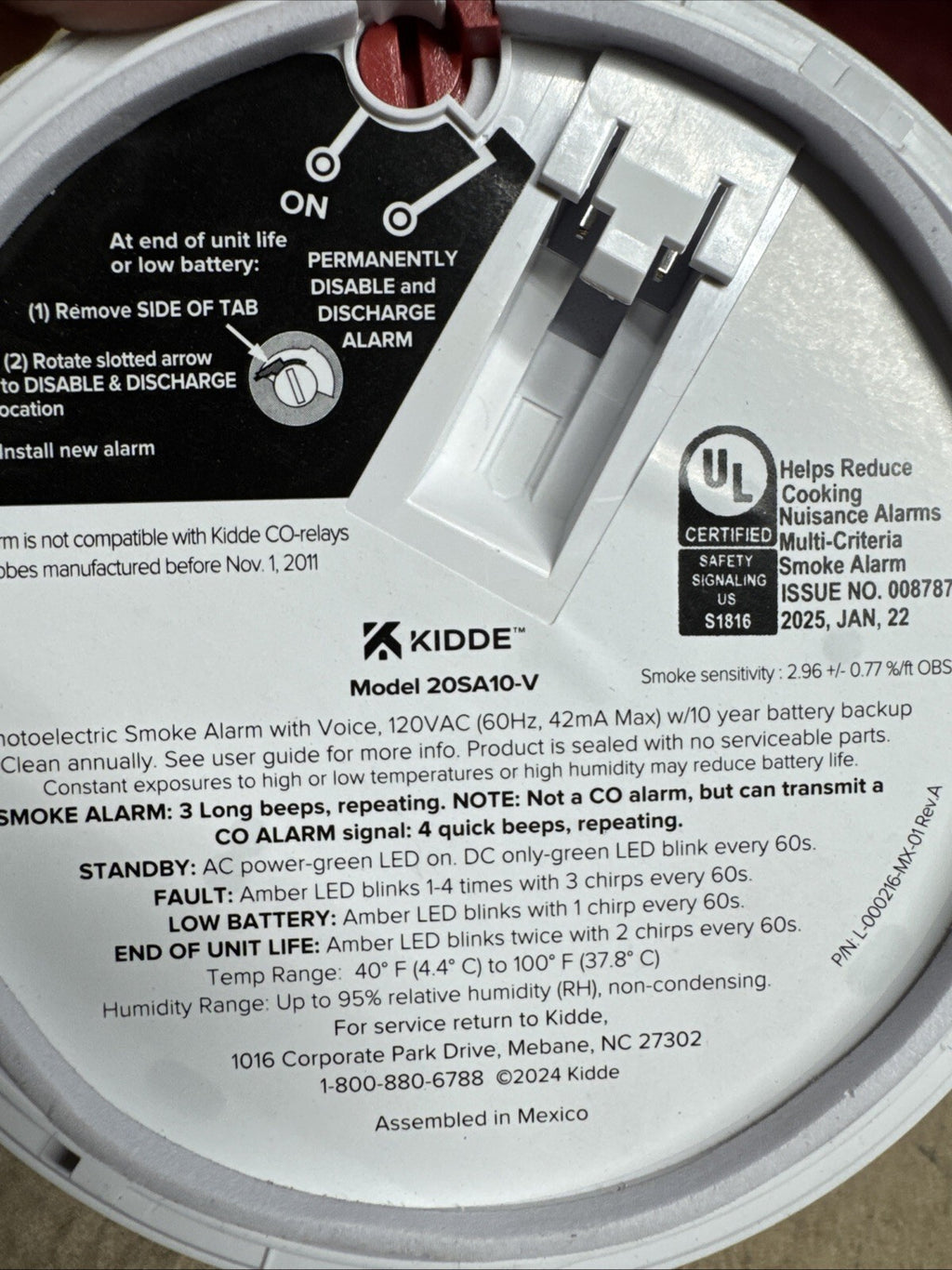 Kidde 20SA10-V Hardwired Interconnected Smoke Detector with Photoelectric Sensor