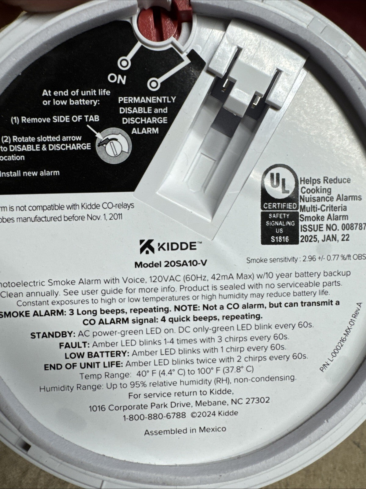 Kidde 20SA10-V Hardwired Interconnected Smoke Detector with Photoelectric Sensor