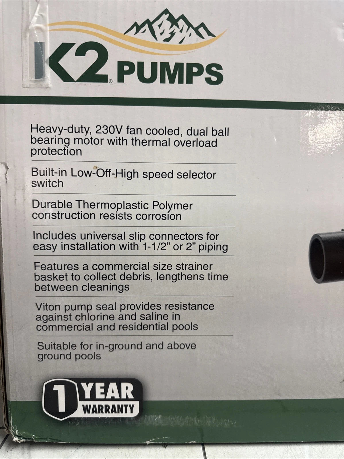 K2 Pumps PP|10001SPK Pool Pump 1HP Self Priming Two Speed 230V 75GPM New OpenBox