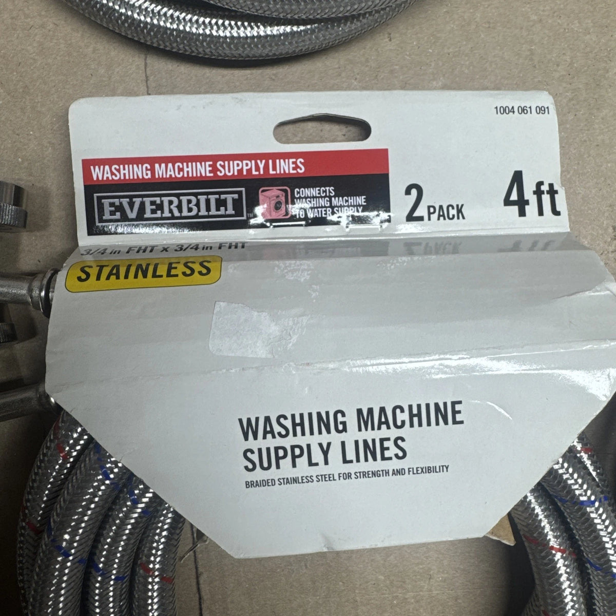 (6) 2 Packs Universal Washing Machine Hoses 90 Deg Elbow Stainless Steel 4'
