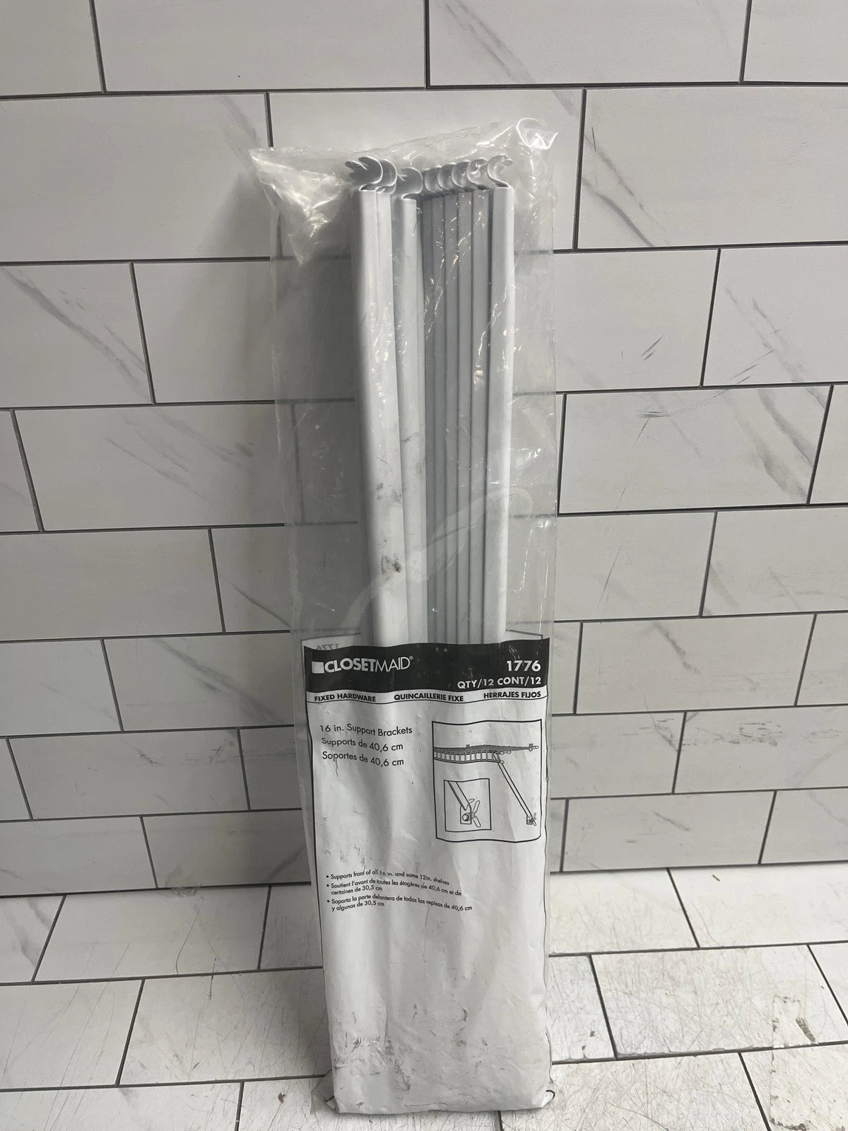 12 PK Closetmaid 01-10088-00 Bracket Shelf Organizer Support Brackets White 16"