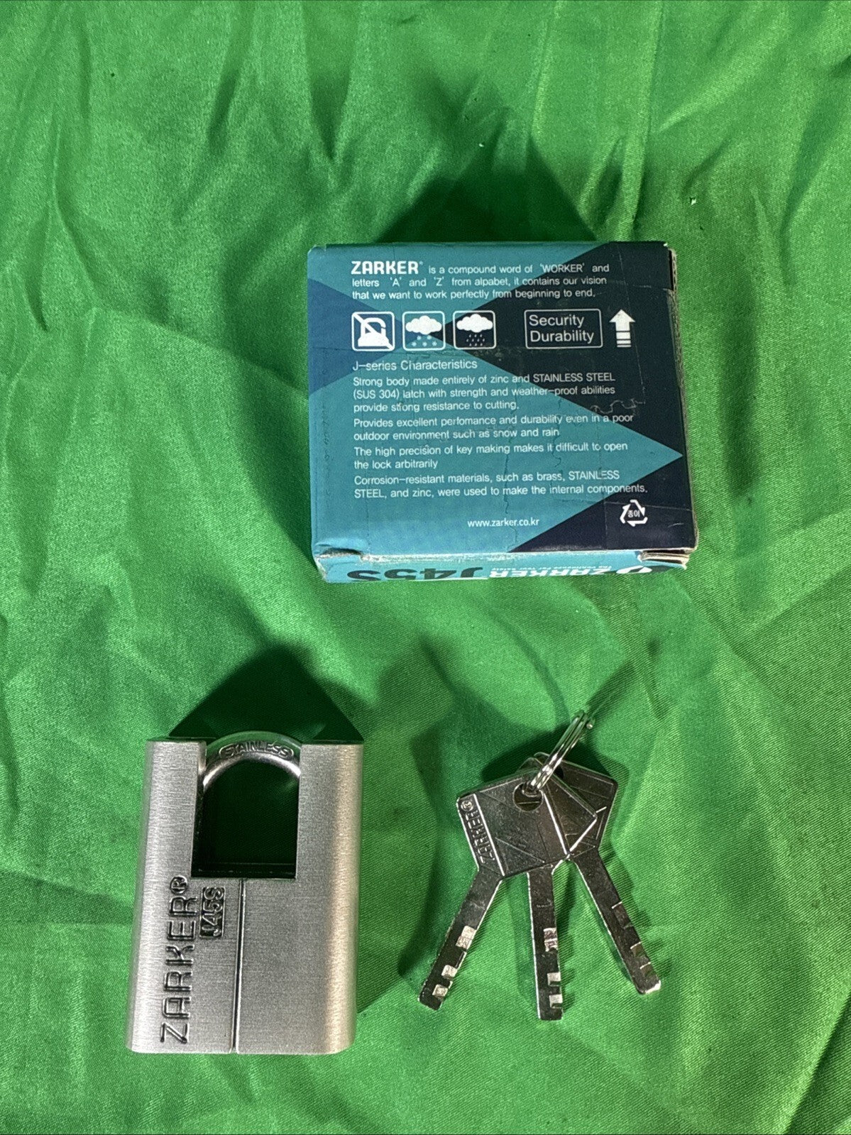 Zarker J45S keyed Padlock, Heavy Duty Stainless Steel Shackle Lock, 3 Keys, W...