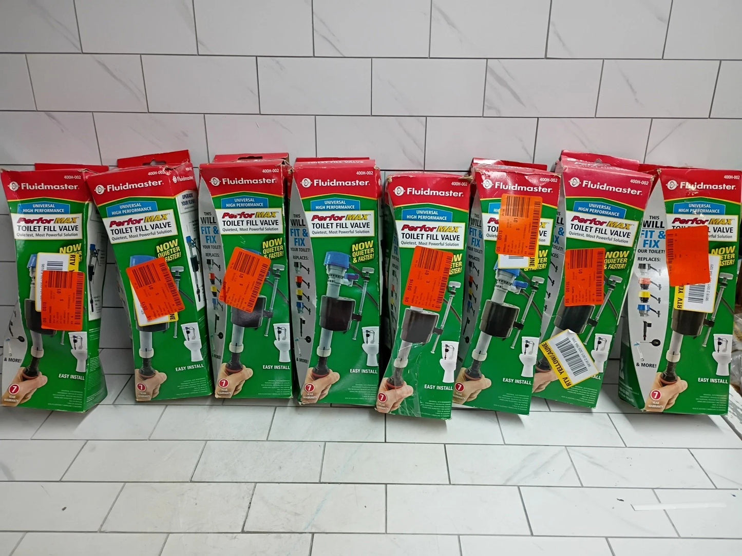 LOT OF 8 Fluidmaster 400H-002 Performax Universal Toilet Fill Valve. Open Box